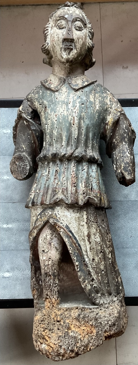 Ange en bois polychrome debutXVIIe-photo-7