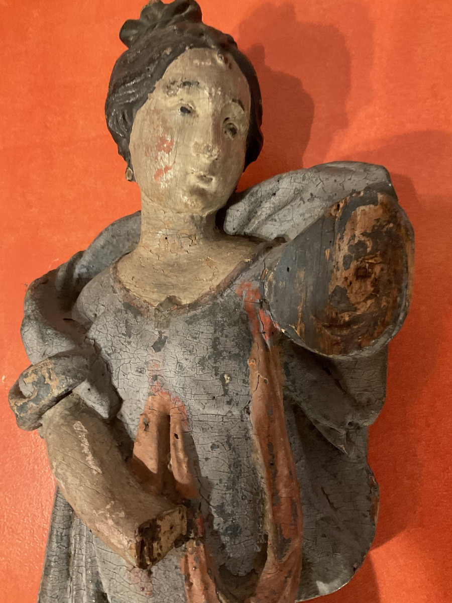 Femme sur console bois peint XIXe-photo-2