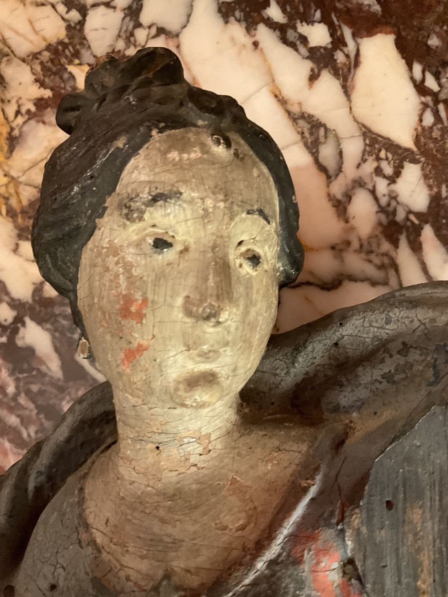 Femme sur console bois peint XIXe-photo-1