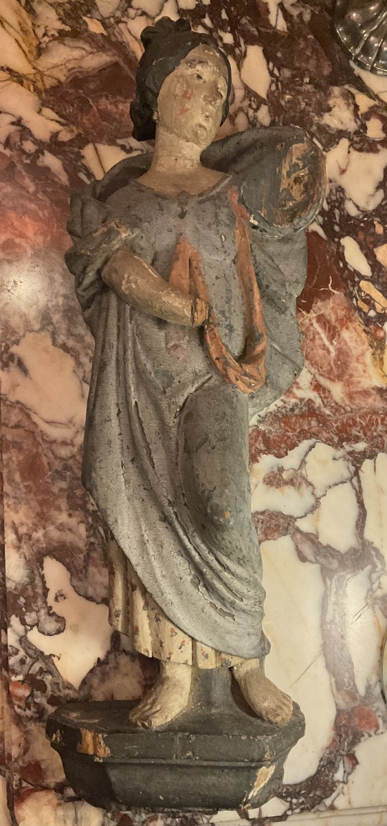 Femme sur console bois peint XIXe-photo-3