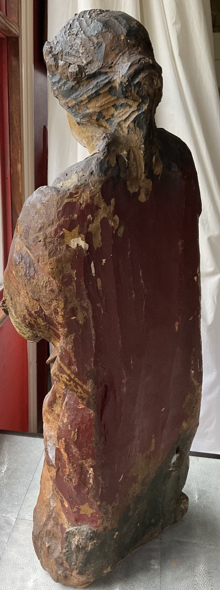 Sainte Marguerite bois polychrome XVIIe-photo-1