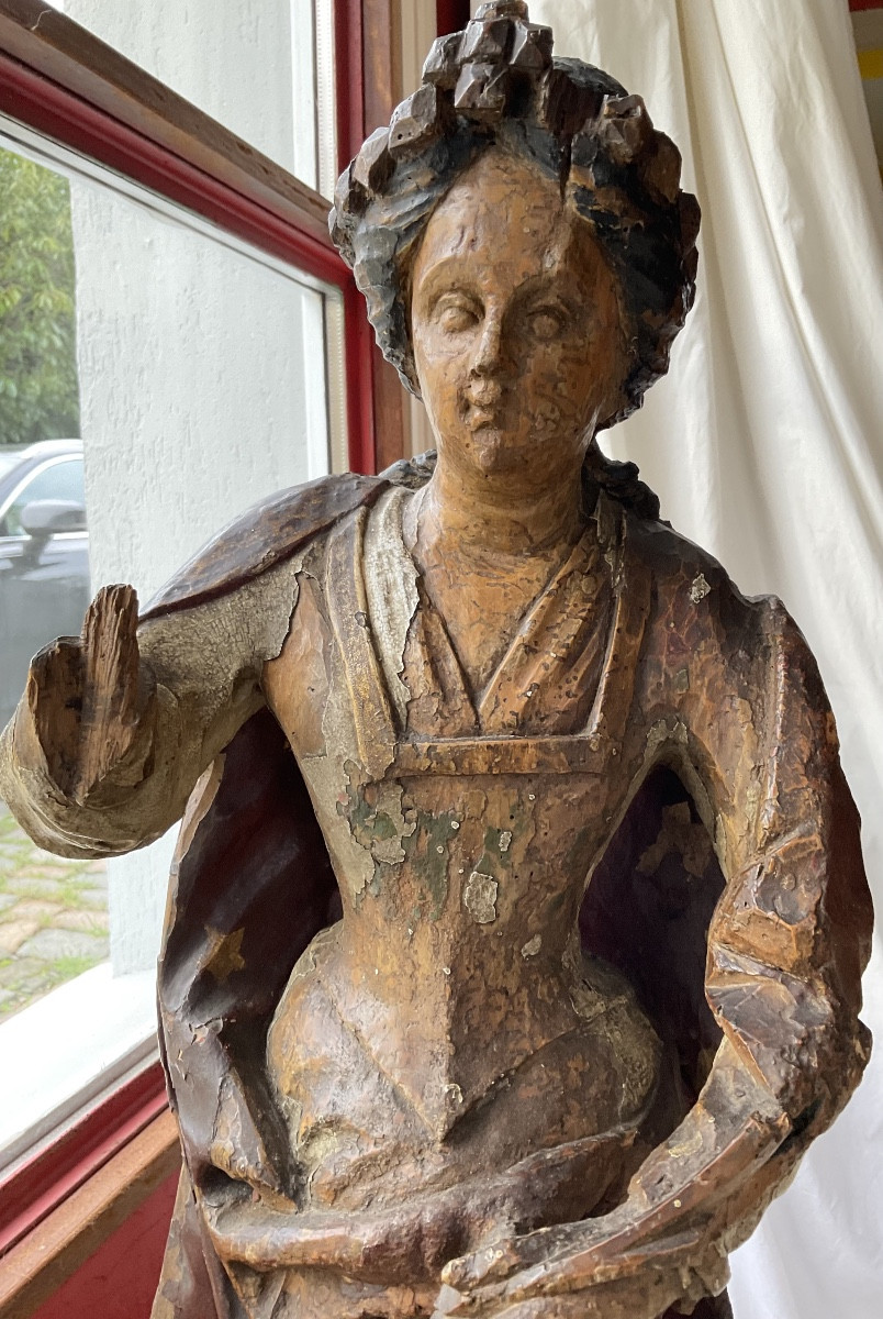 Sainte Marguerite bois polychrome XVIIe-photo-5