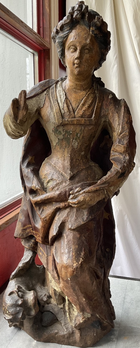 Sainte Marguerite bois polychrome XVIIe-photo-6