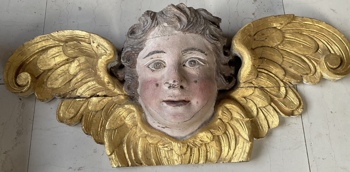 Large Angel Head From The Louis XIV Period-photo-3