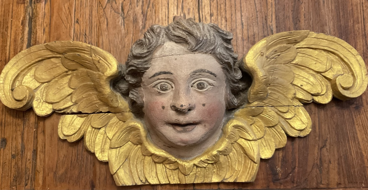 Large Angel Head From The Louis XIV Period-photo-3