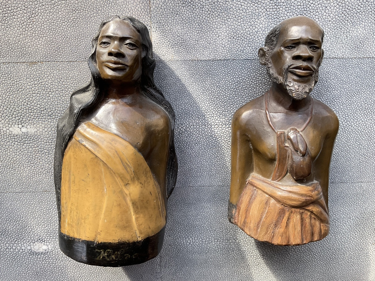 Painted Terracotta Couple From Tahiti-photo-4