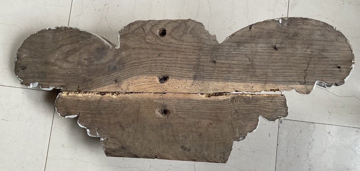 Large Gilded Wooden Angel Head, 18th Century-photo-4