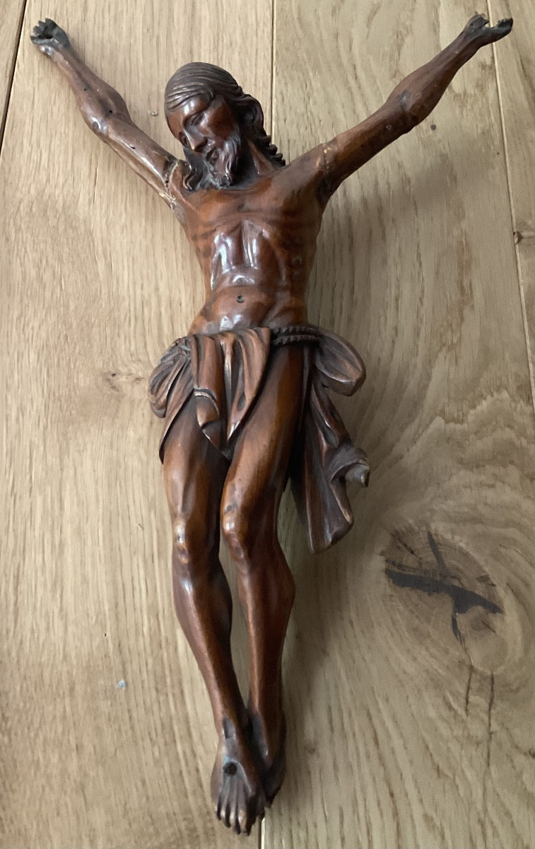 Christ en bois naturel XVIIIe-photo-2