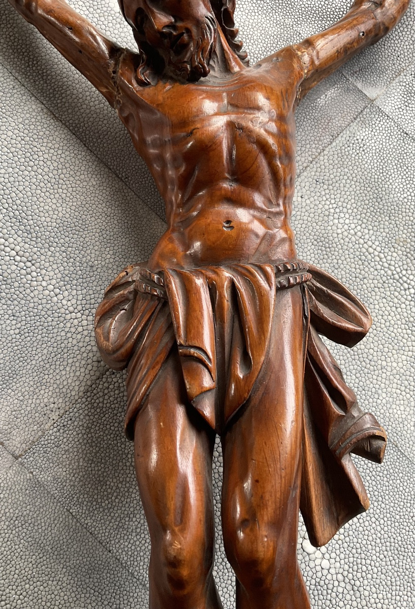 Christ en bois naturel XVIIIe-photo-2