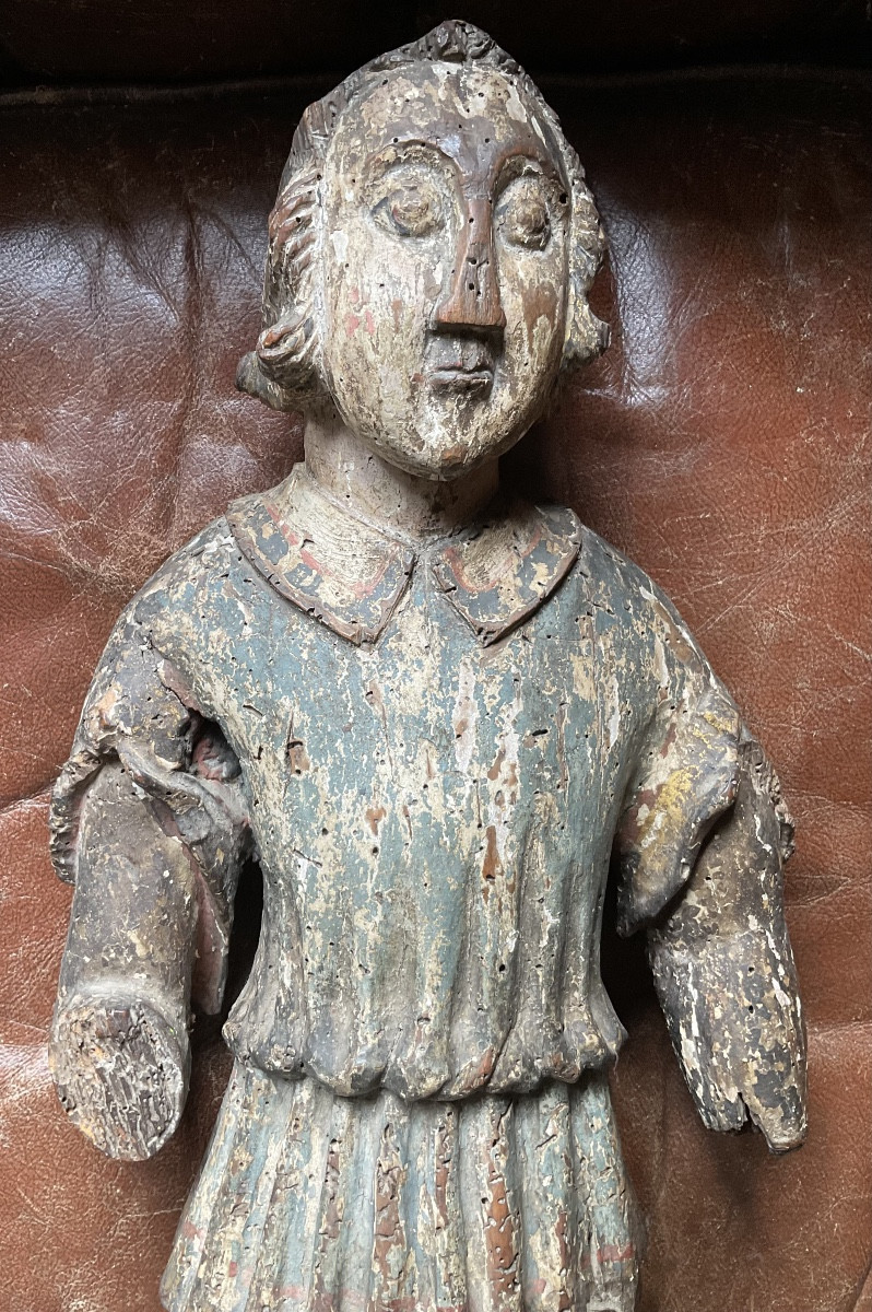 Ange XVIe bois reste de polychromie  -photo-2
