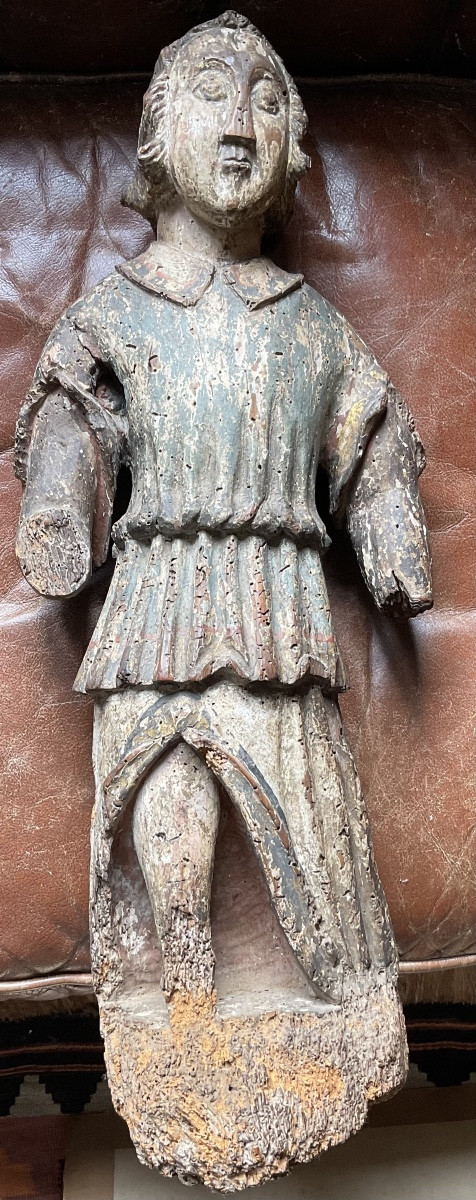 Ange XVIe bois reste de polychromie  -photo-3