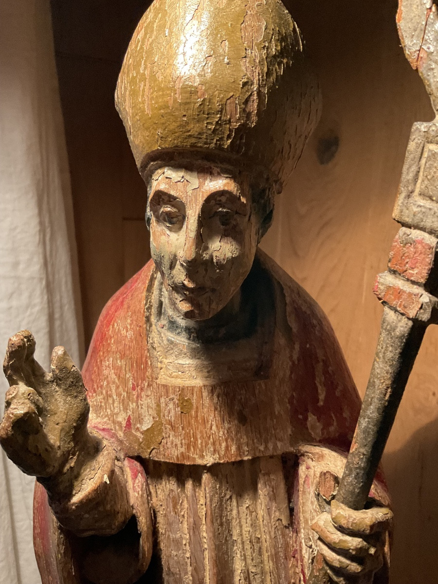 StatueXVIIIe bois polychrome ronde bosse-photo-3