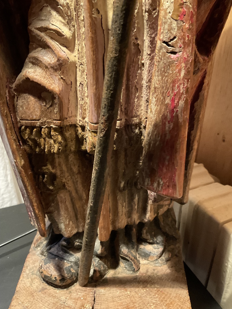 StatueXVIIIe bois polychrome ronde bosse-photo-1