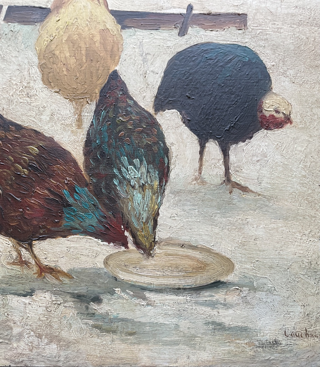 Canvas Of Hens And Guinea Fowl -photo-2