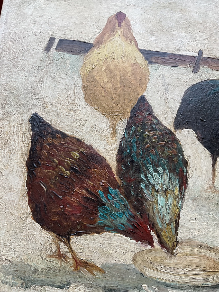 Canvas Of Hens And Guinea Fowl -photo-4