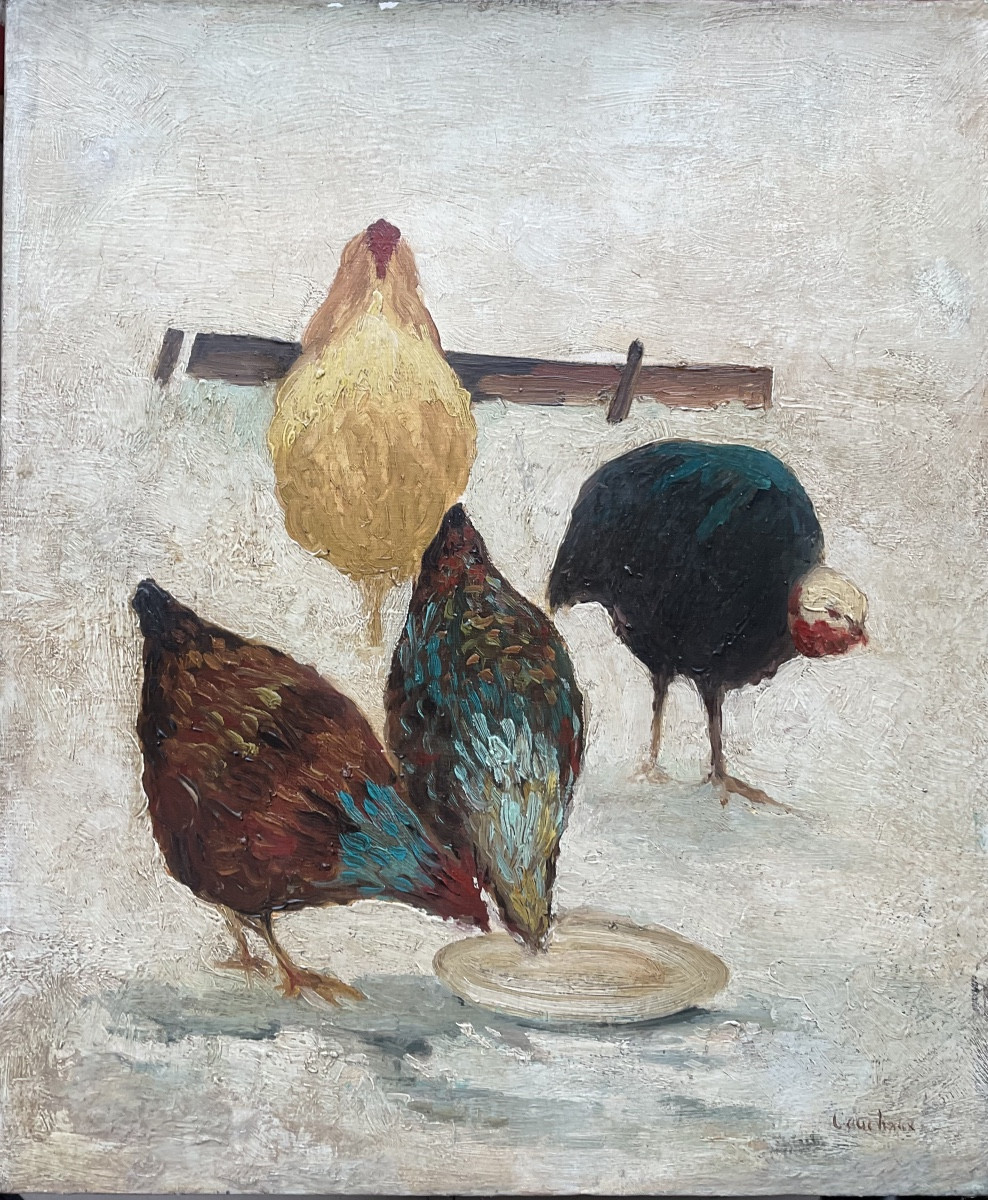 Canvas Of Hens And Guinea Fowl 