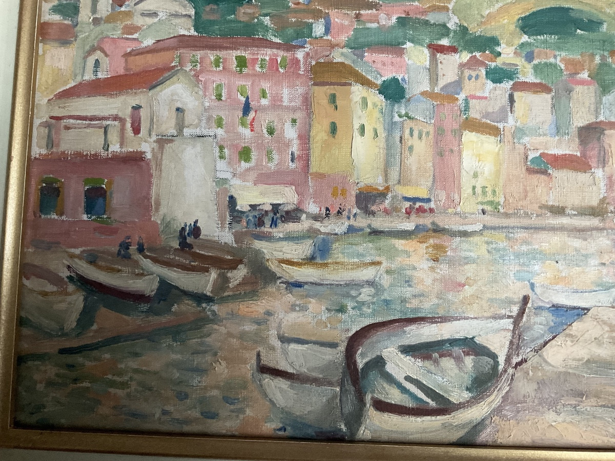Vue de port côté d’azur huile sur carton1939-photo-3
