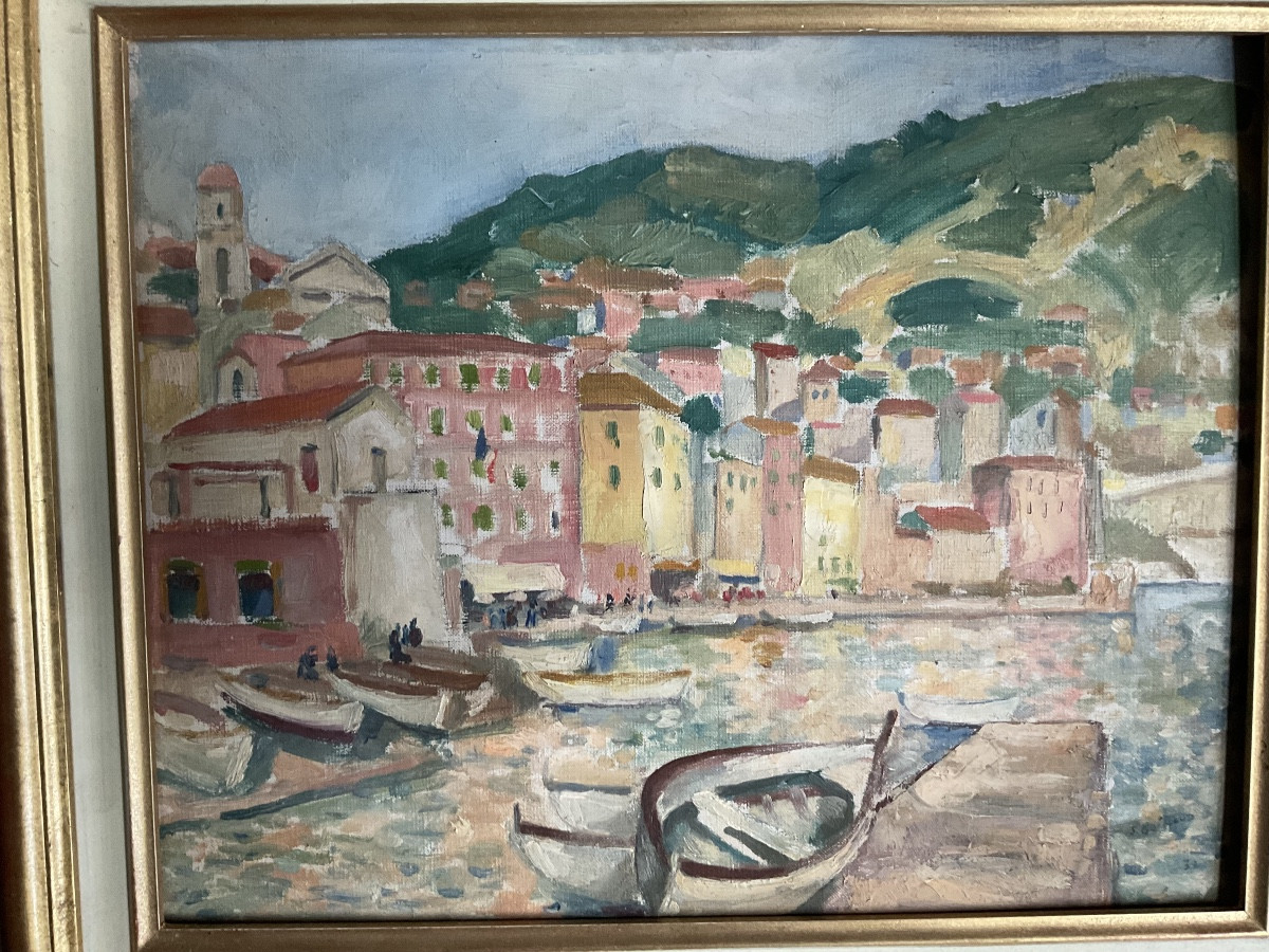 Vue de port côté d’azur huile sur carton1939-photo-4