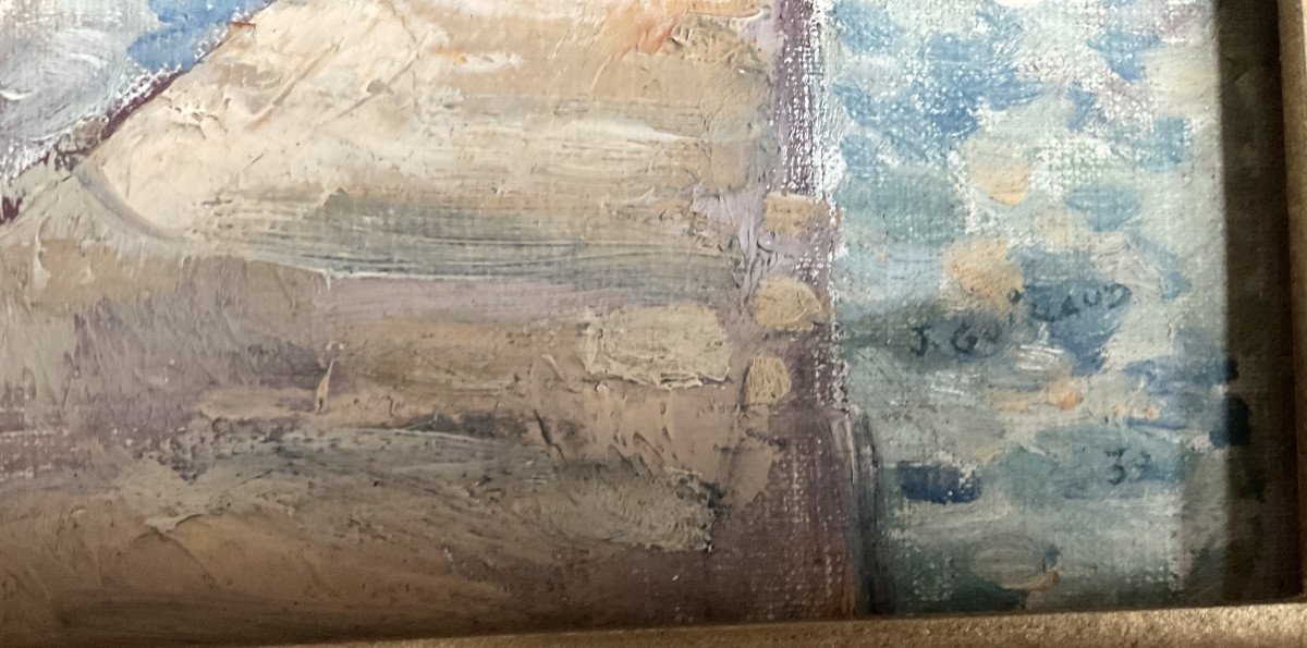 Vue de port côté d’azur huile sur carton1939-photo-1