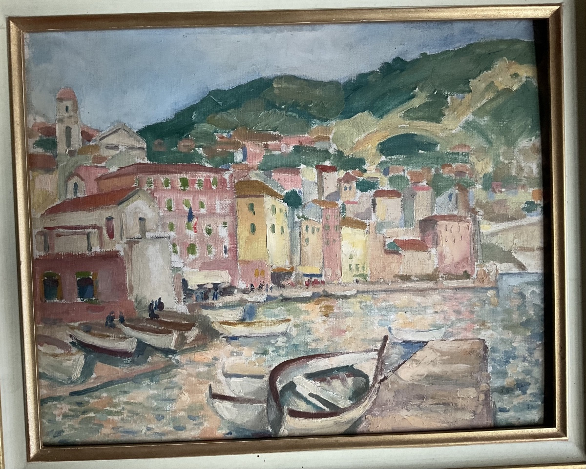 Vue de port côté d’azur huile sur carton1939-photo-2