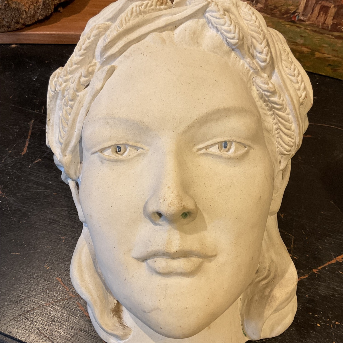 Woman's Mask 1930 Reconstituted Stone Exterior Facade-photo-2