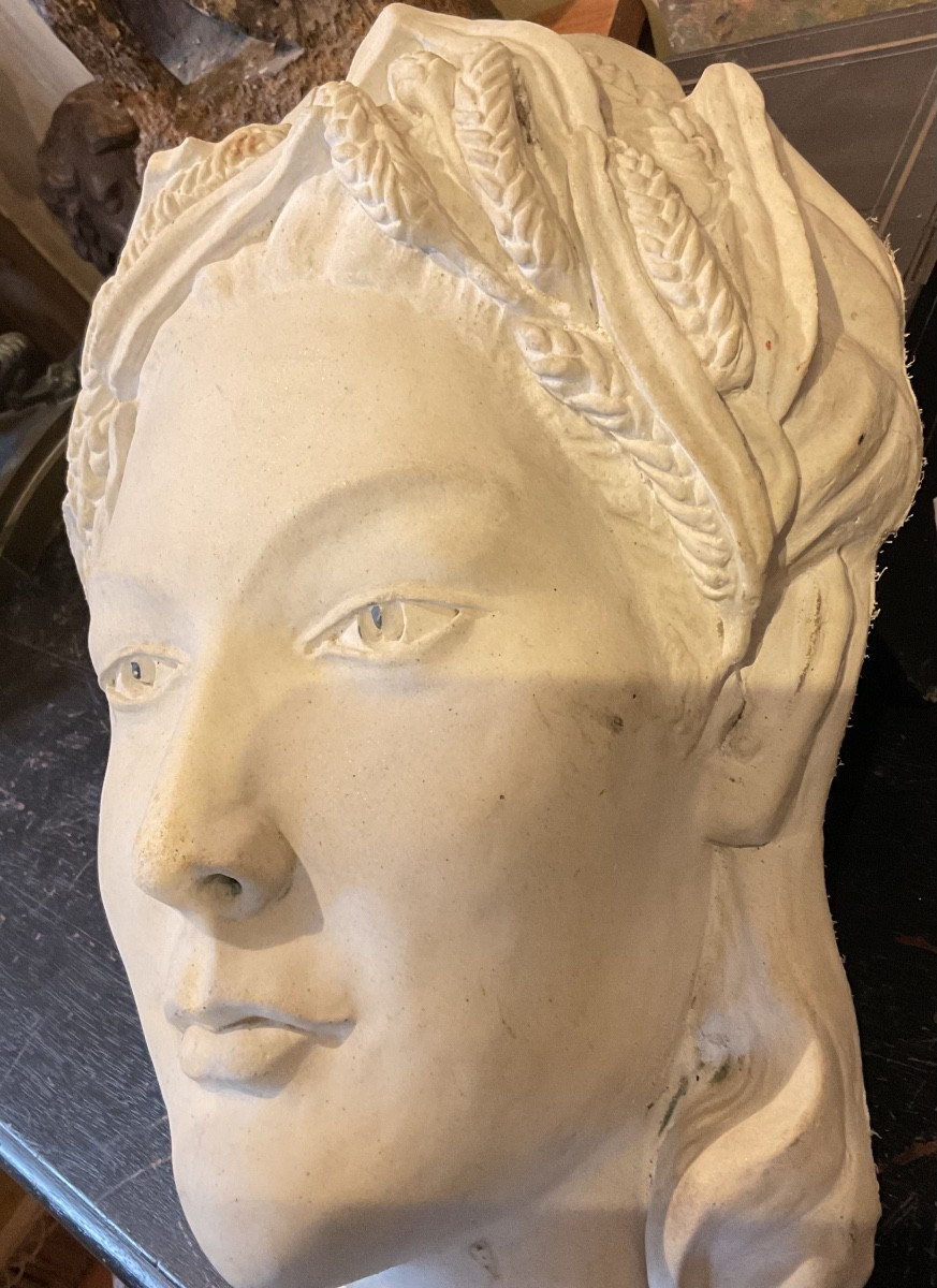 Woman's Mask 1930 Reconstituted Stone Exterior Facade-photo-4