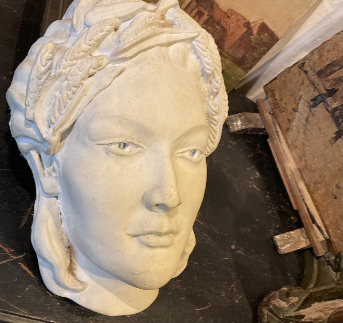 Woman's Mask 1930 Reconstituted Stone Exterior Facade-photo-1