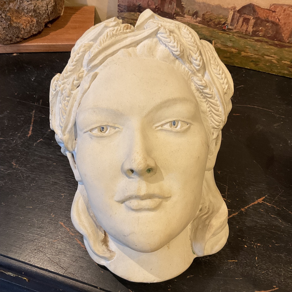 Woman's Mask 1930 Reconstituted Stone Exterior Facade-photo-2