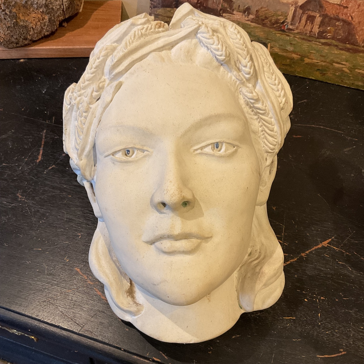 Woman's Mask 1930 Reconstituted Stone Exterior Facade-photo-3