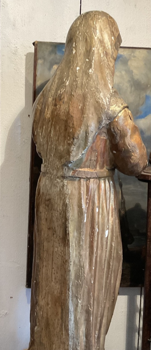 Sainte en prière bois doré XVIIIe94 cm-photo-1