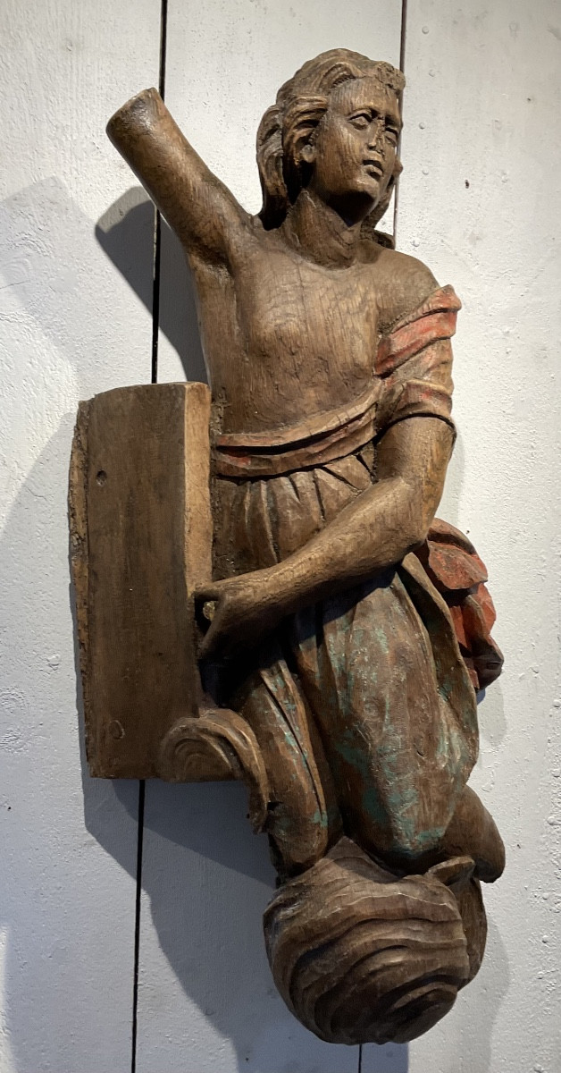 Pair Of 18th-century Angels, Polychromy Remains, 85 And 92 -photo-4