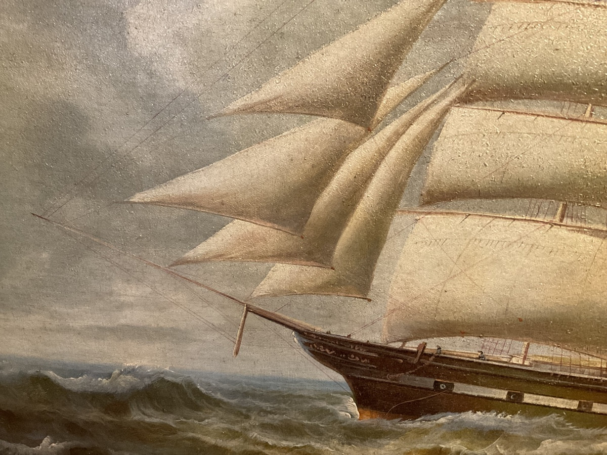 Grande toile portrait de bateau par Robinson peintre américain -photo-3