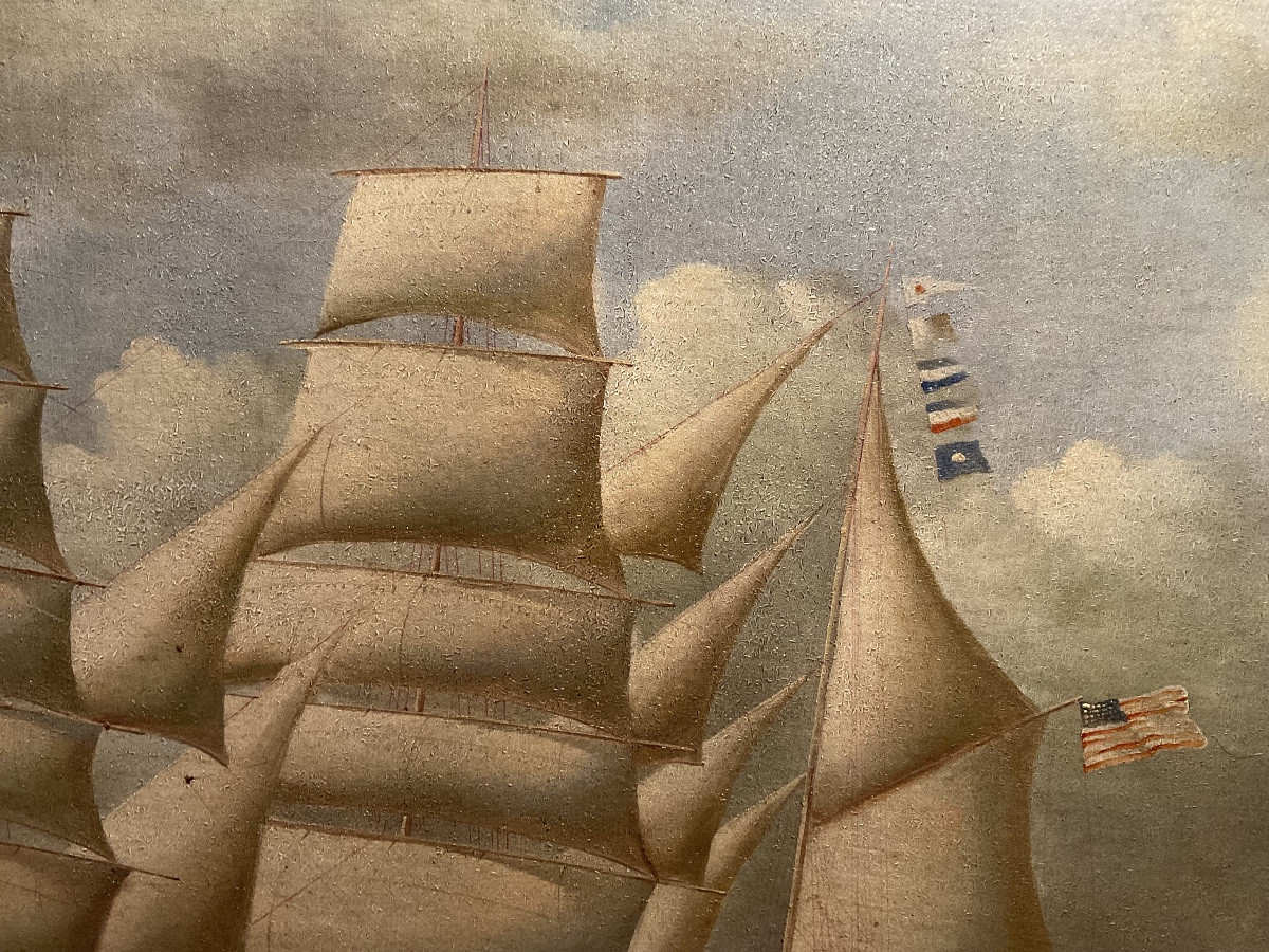 Grande toile portrait de bateau par Robinson peintre américain -photo-4