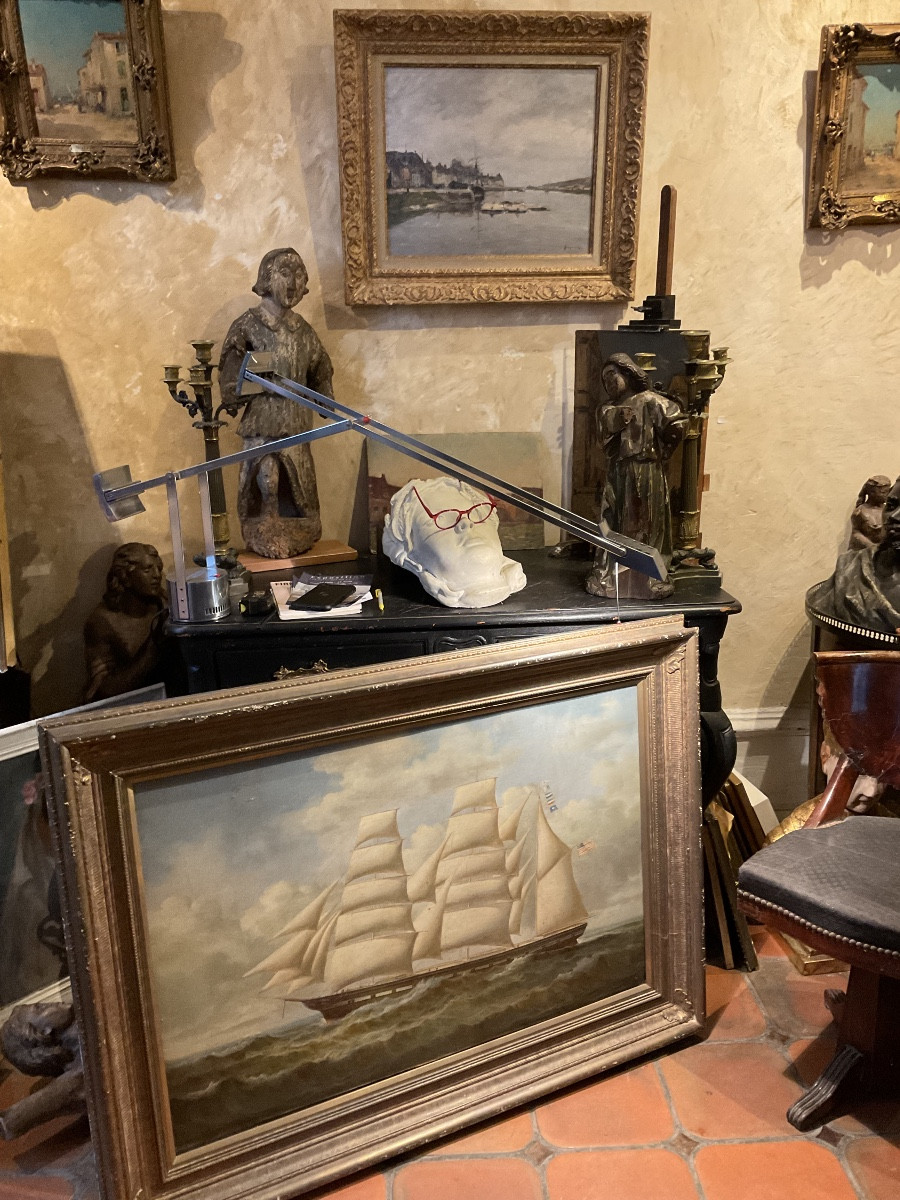 Grande toile portrait de bateau par Robinson peintre américain -photo-2