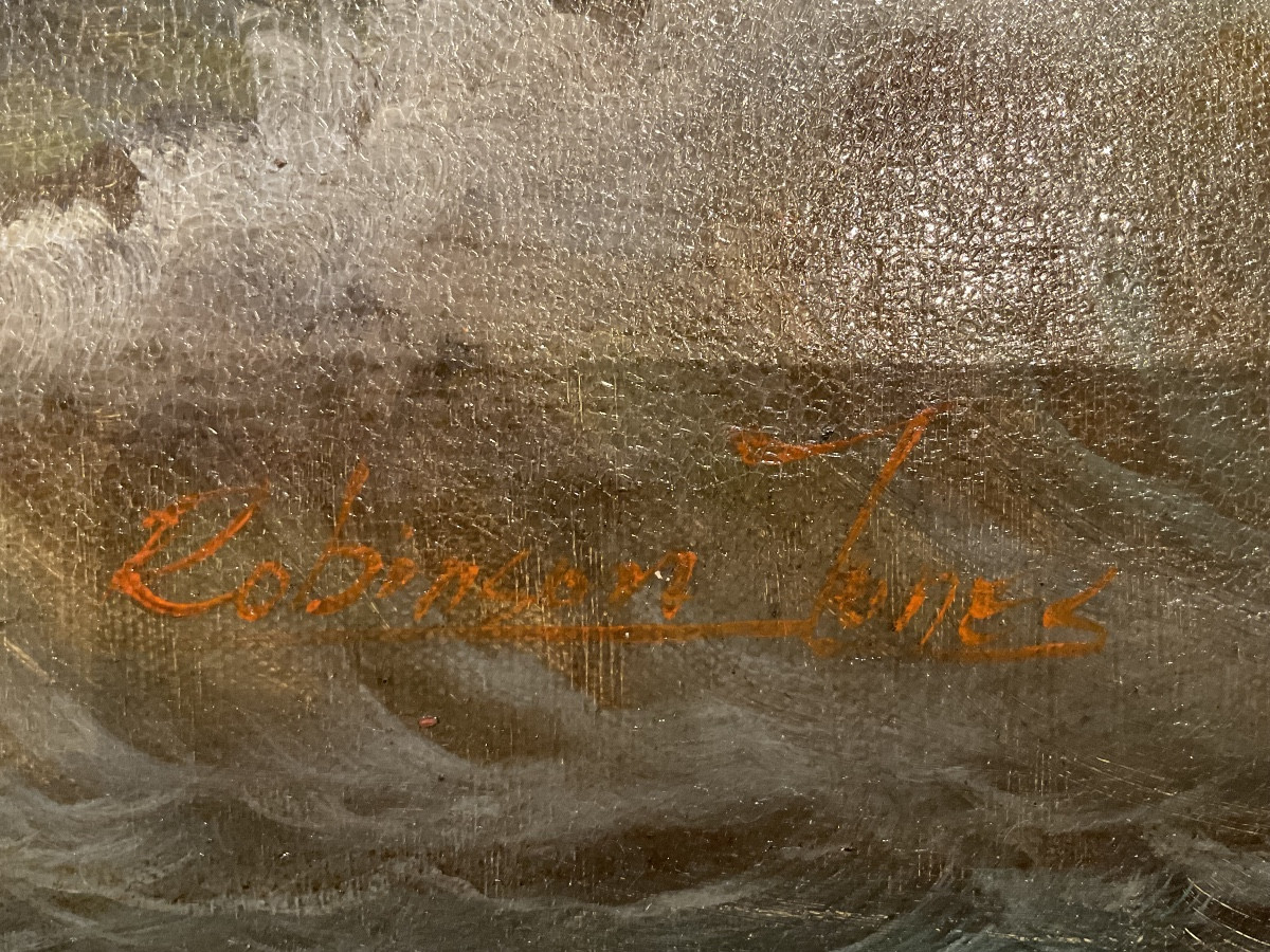 Grande toile portrait de bateau par Robinson peintre américain -photo-3