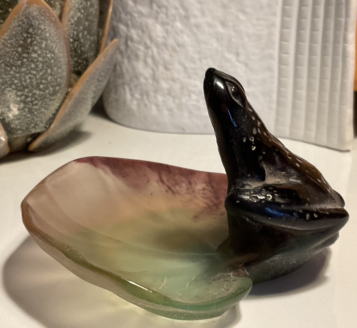 Daum Trinket Tray Leaf And Frog -photo-2