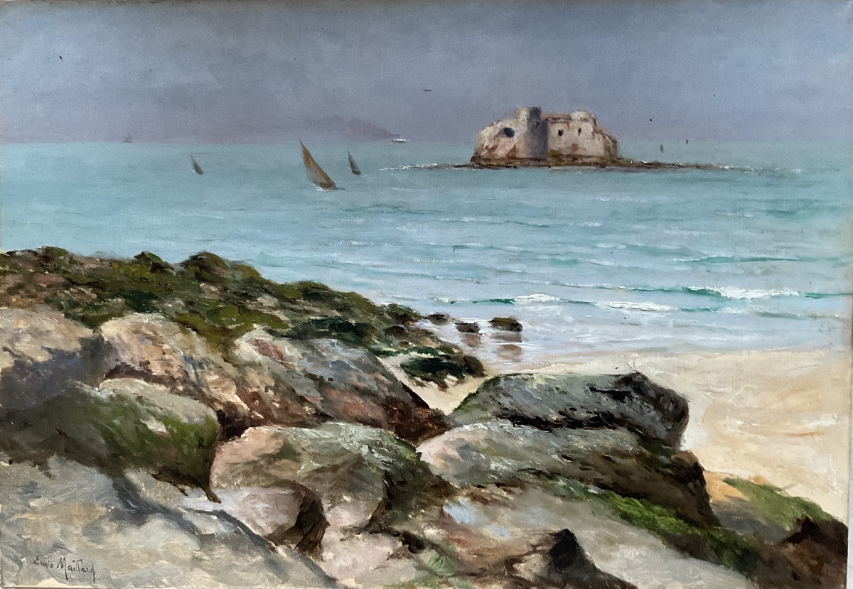 Emile Maillard Painting, Island Opposite Le Portel-photo-1