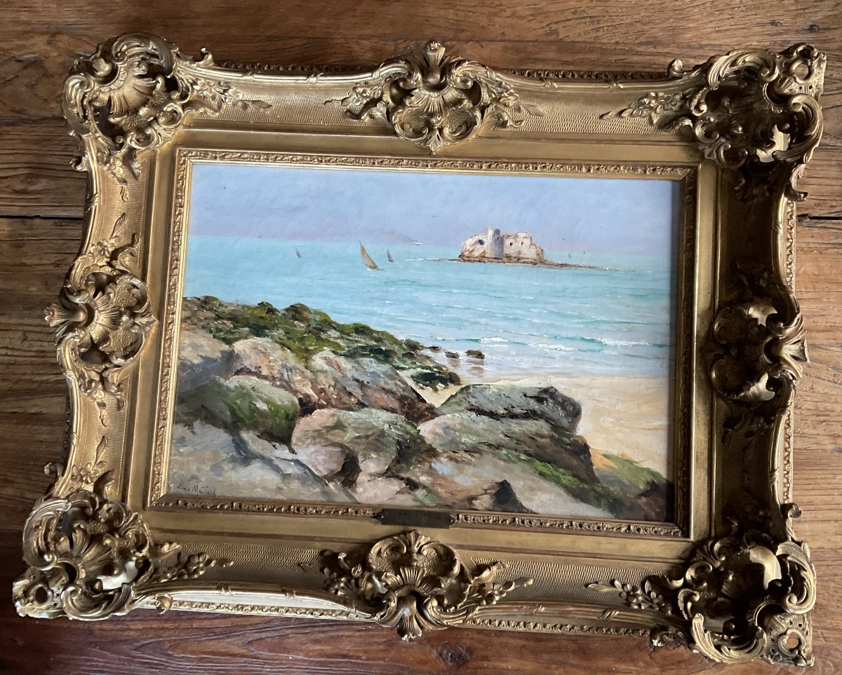 Emile Maillard Painting, Island Opposite Le Portel