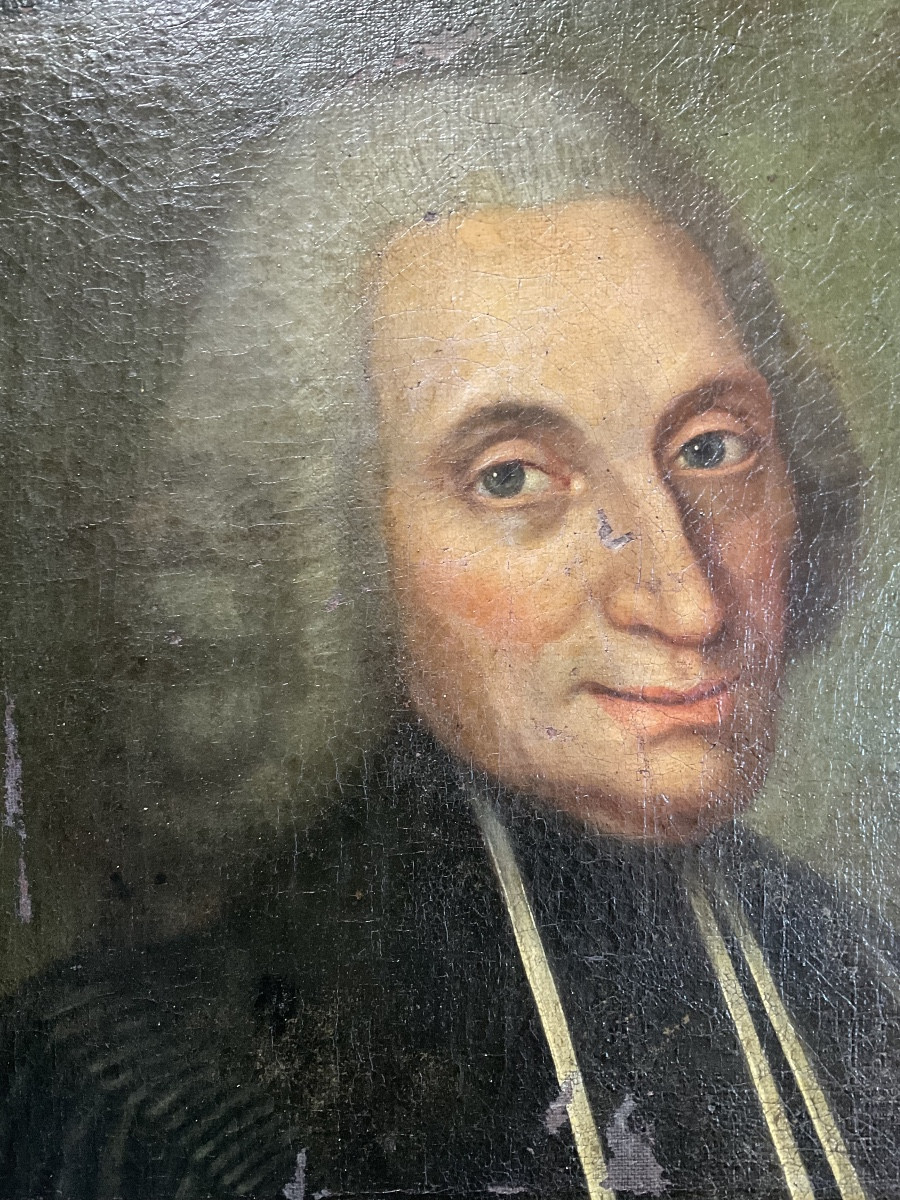 Portrait XVIIIe huile sur toile-photo-2