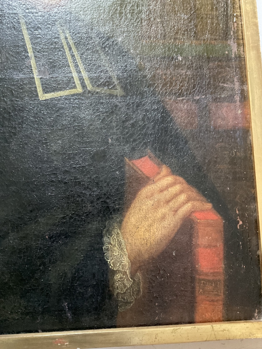 Portrait XVIIIe huile sur toile-photo-1