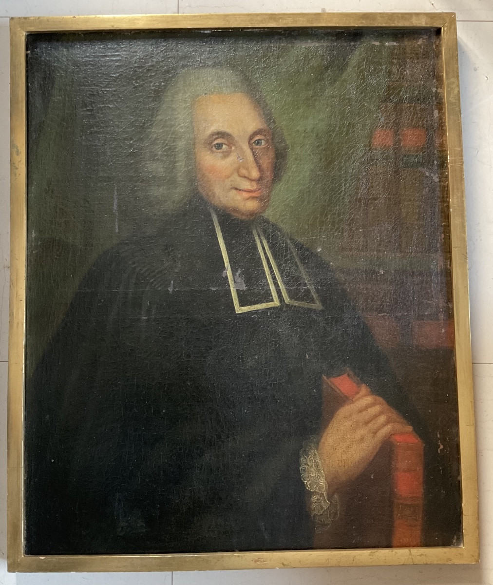 Portrait XVIIIe huile sur toile-photo-2