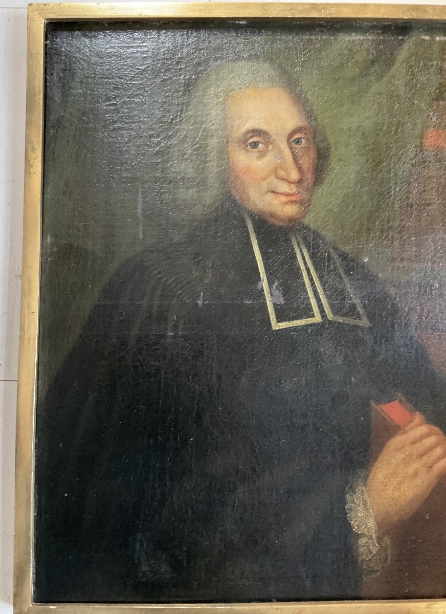 Portrait XVIIIe huile sur toile-photo-4