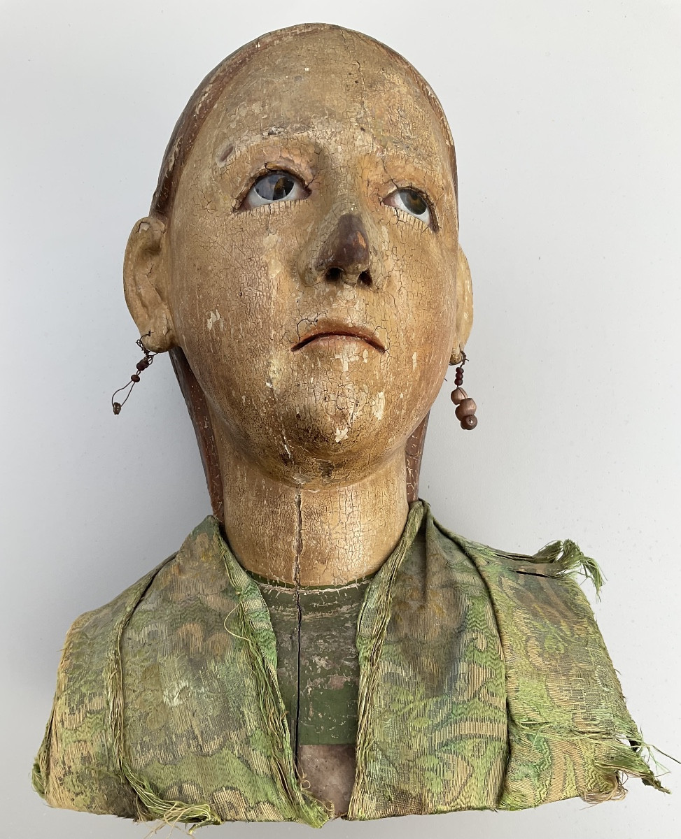 Eyes Towards The Sky, Head Made Of Wood And Fabric-photo-2