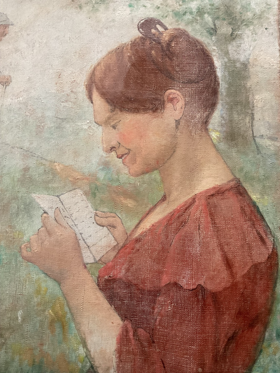 The Soldier's Letter, Oil On Canvas-photo-4