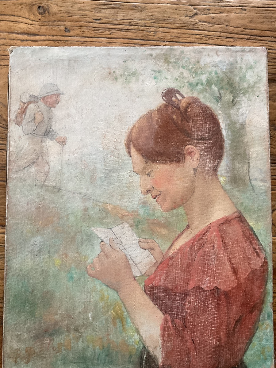 The Soldier's Letter, Oil On Canvas-photo-1