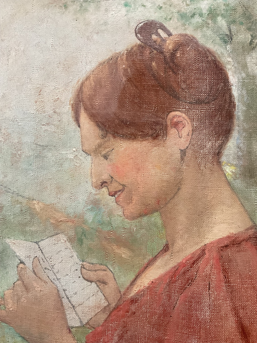 The Soldier's Letter, Oil On Canvas-photo-5