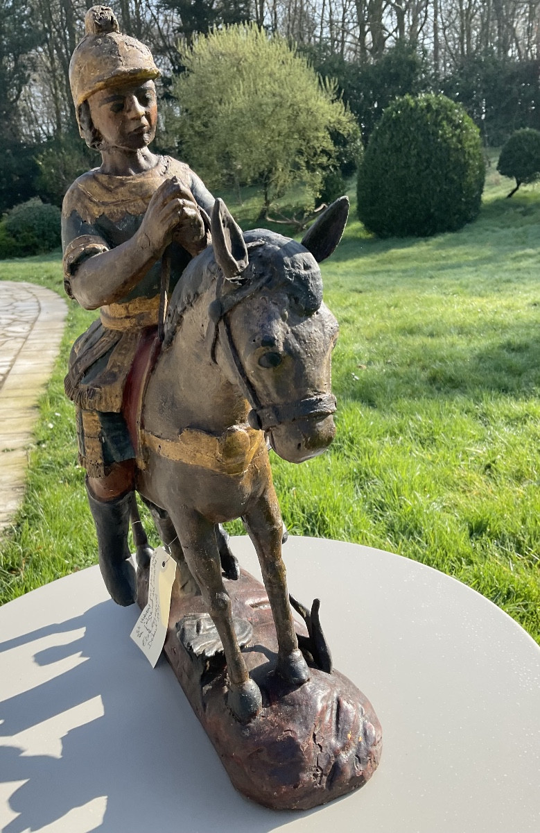 Saint Hubert à cheval priant bois XVIIe-photo-4