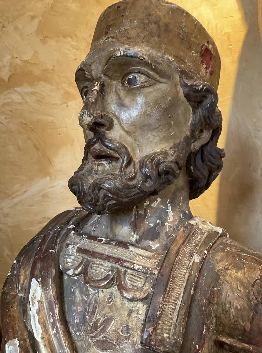 Important buste italien reliquaireXVIIe bois dore-photo-5