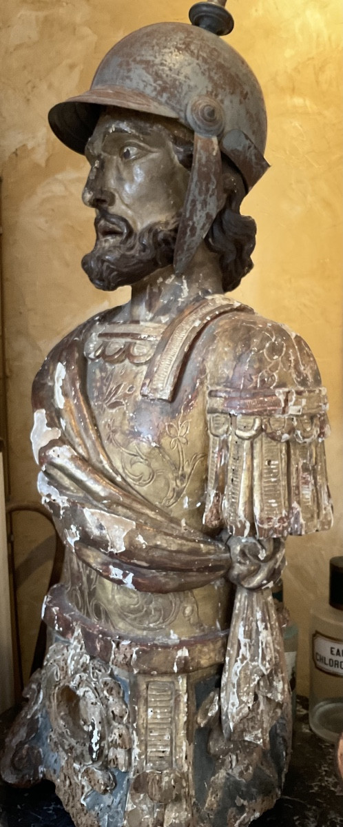 Important buste italien reliquaireXVIIe bois dore-photo-7