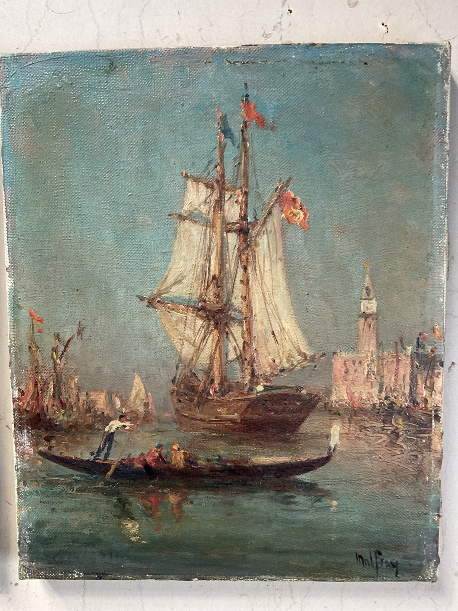 Pair Of Paintings Of Venice By Malfroy -photo-2